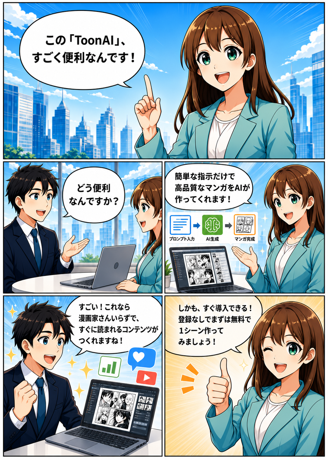 ToonAIで作成した漫画サンプル1